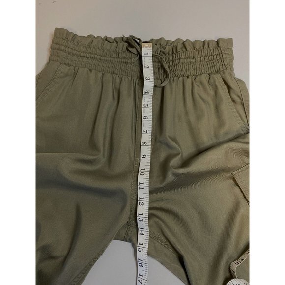 Abercrombie & Fitch Cargo Joggers Olive Green High Rise Paperbag Waist - Picture 11 of 12